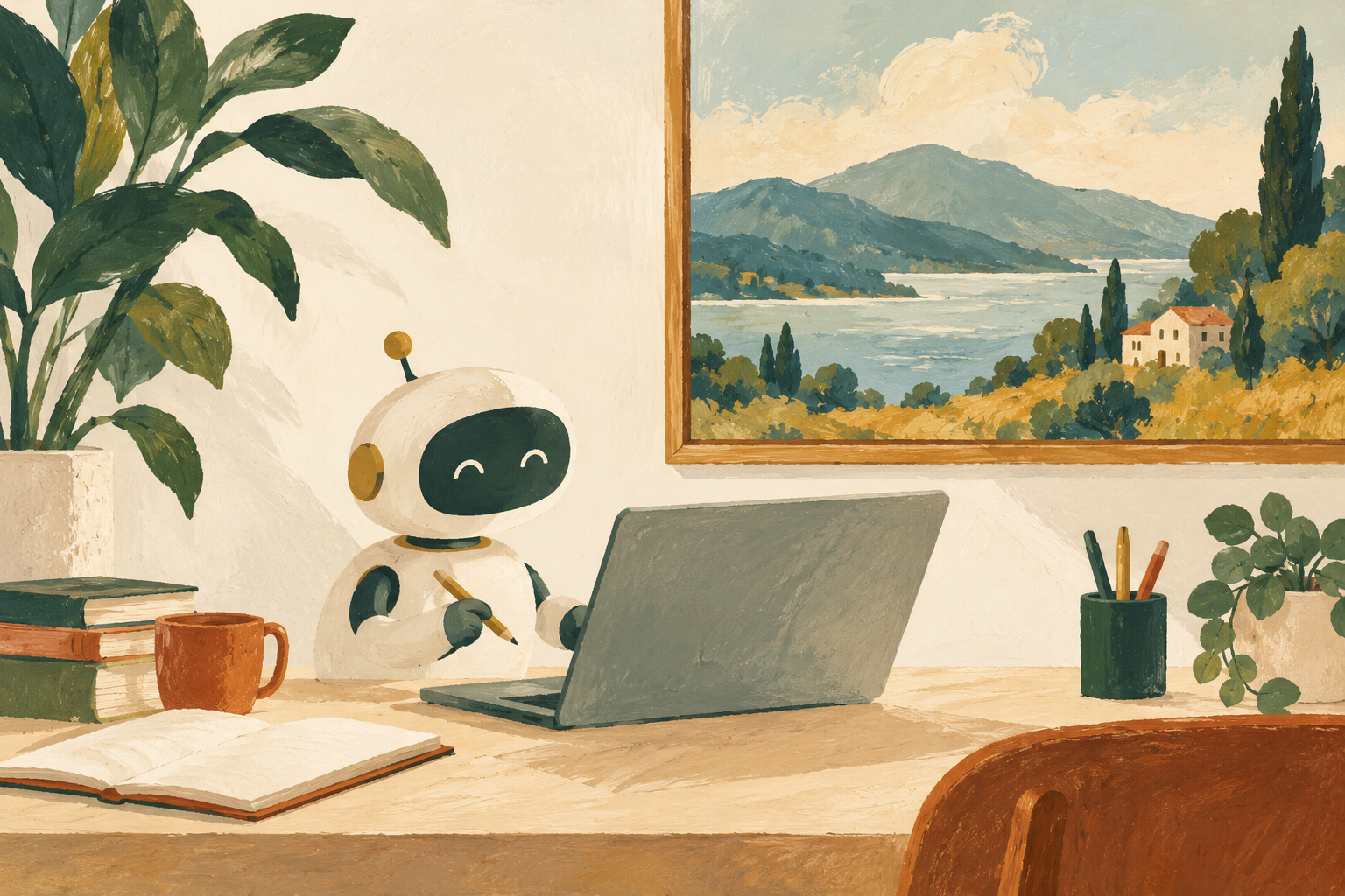 AIによる文章と画像の制作補助のイラスト