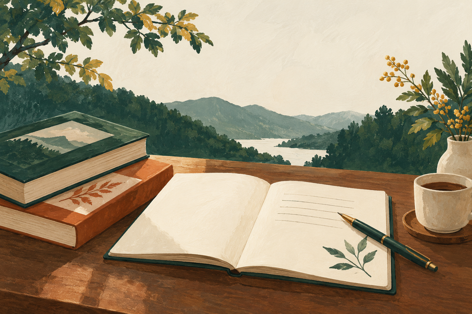 資料を参考に独自の文章を書くイラスト