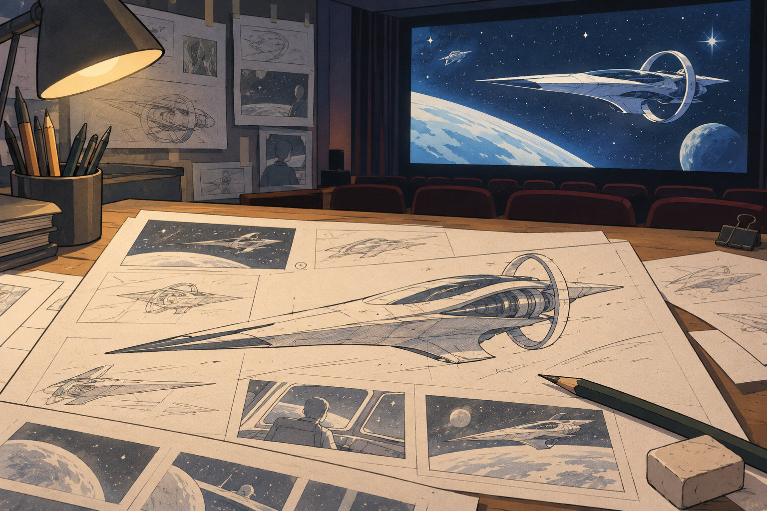 宇宙を題材にしたアニメ映画の制作イメージ